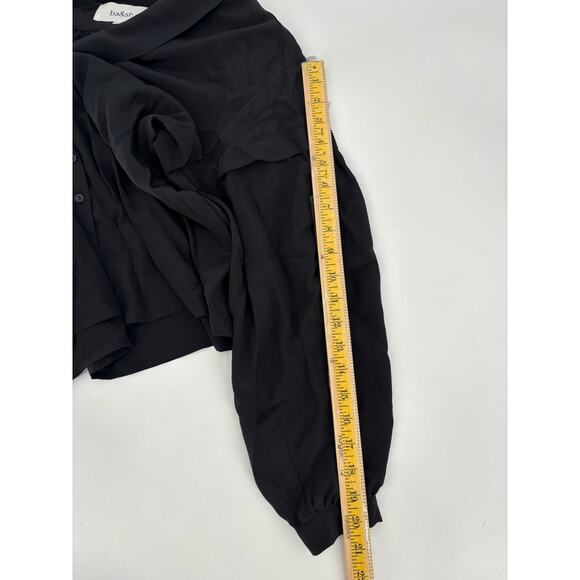 Ba&sh Button Up Shirt Womens Small Black Long Sleeves 100% Silk Collared V Neck - Picture 16 of 16